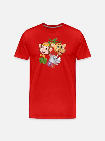Freunde Affe Giraffe Nashorn - Männer Premium Bio T-Shirt - Rot