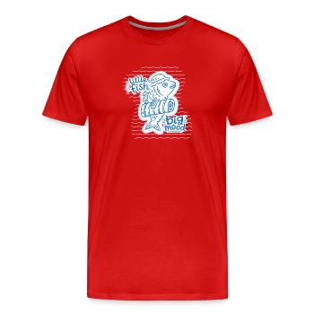 Petit Poisson Gribouillage Grandeur - T-shirt bio Premium Homme - rouge - Devant - Damien (186cm)