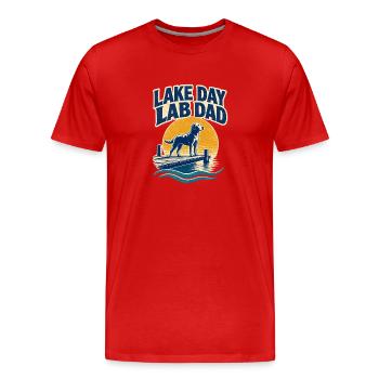Cadeaux de Papa Labo pour les hommes, Labrador Labrador de Lake Day - T-shirt bio Premium Homme - rouge - Devant - Damien (186cm)