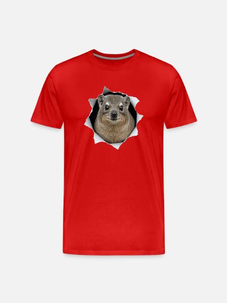 Hyrax looking out of a T-shirt - Men's Premium Organic T-Shirt - red