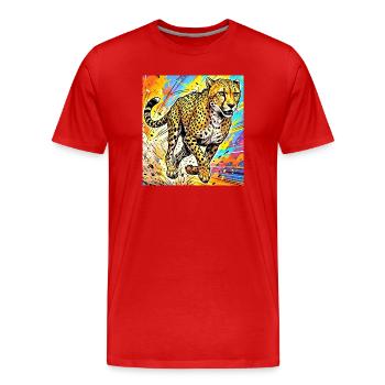 cheetah - Men's Premium Organic T-Shirt - red - Front - Damien (186cm)