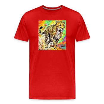 guépard - T-shirt bio Premium Homme - rouge - Devant - Damien (186cm)