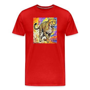 guépard - T-shirt bio Premium Homme - rouge - Devant - Damien (186cm)