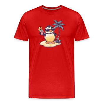 Palmier d’été manchot - T-shirt bio Premium Homme - rouge - Devant - Damien (186cm)