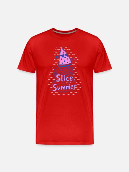 Slice of Summer Watermelon Surf Doodle - Men's Premium Organic T-Shirt - red