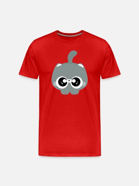 Glasäugige graue Katze - Männer Premium Bio T-Shirt - Rot