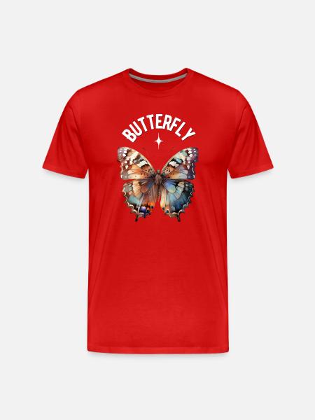 Papillon en aquarelle - T-shirt bio Premium Homme - rouge