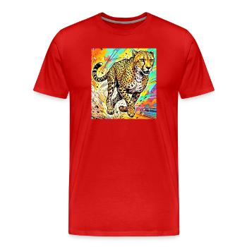 guépard - T-shirt bio Premium Homme - rouge - Devant - Damien (186cm)