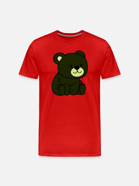 Dunkler Bär Cartoon Kuschelheld - Männer Premium Bio T-Shirt - Rot