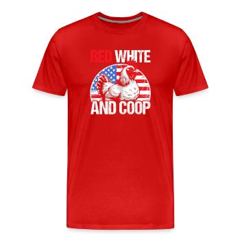 Patriotic Farmer Rooster Flock Poultry USA Pride C - Männer Premium Bio T-Shirt - Rot - Vorne - Damien (186cm)