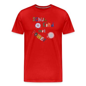 Schulkind mit Power - Männer Premium Bio T-Shirt - Rot - Vorne - Damien (186cm)