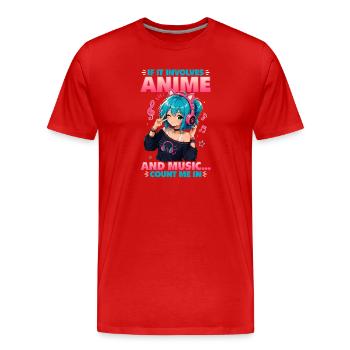 Anime et musique Chibi - T-shirt bio Premium Homme - rouge - Devant - Damien (186cm)