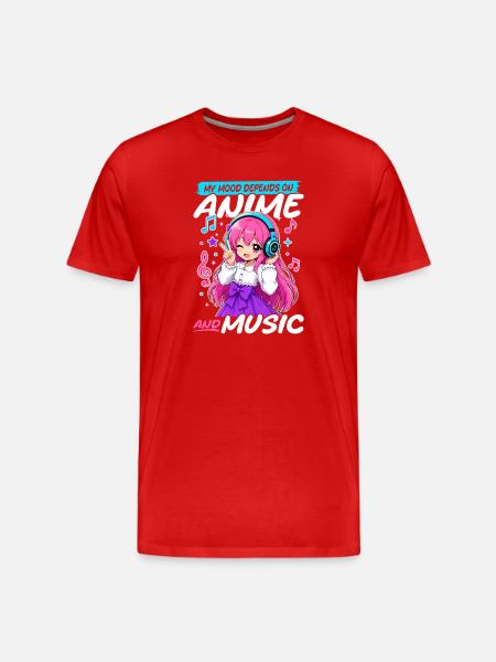 Anime and Music Chibi - Men's Premium Organic T-Shirt - red