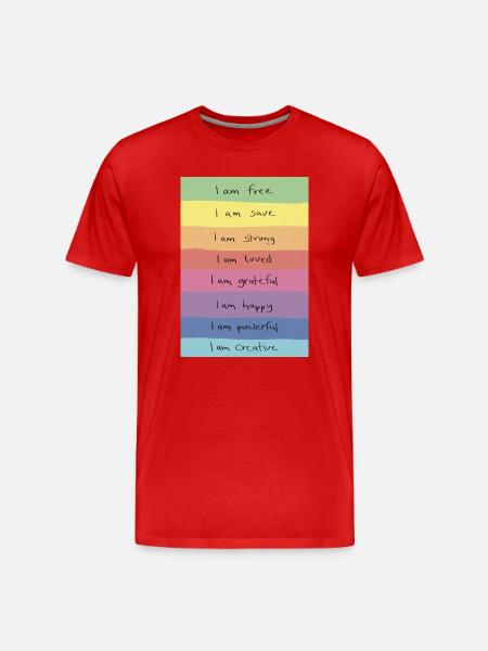 Rainbow Affirmations Shirt - Men's Premium Organic T-Shirt - red