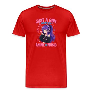 Anime et musique Chibi - T-shirt bio Premium Homme - rouge - Devant - Damien (186cm)