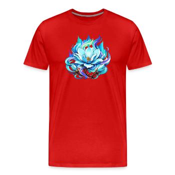 Motif prisme du Lotus Bleu - T-shirt bio Premium Homme - rouge - Devant - Damien (186cm)