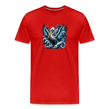 Art de tempête pélican éclair - T-shirt bio Premium Homme - rouge - Devant - Damien (186cm)