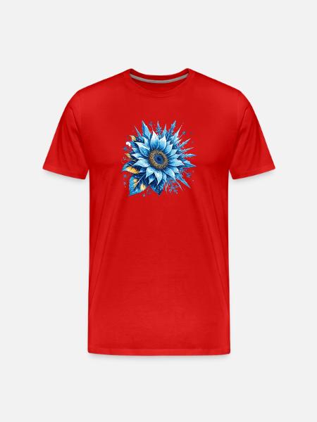 Eisblau Sonnenblume - Männer Premium Bio T-Shirt - Rot