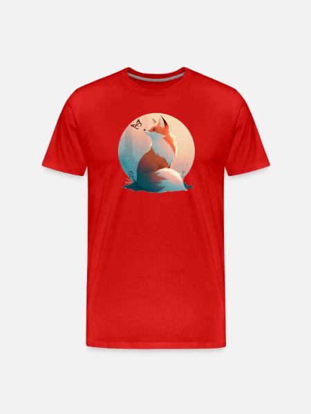 Fuchs mit Schmetterling - Männer Premium Bio T-Shirt - Rot