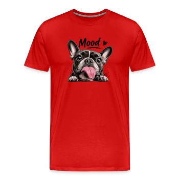 Mood funny french bulldog dog with - Men's Premium Organic T-Shirt - red - Front - Damien (186cm)