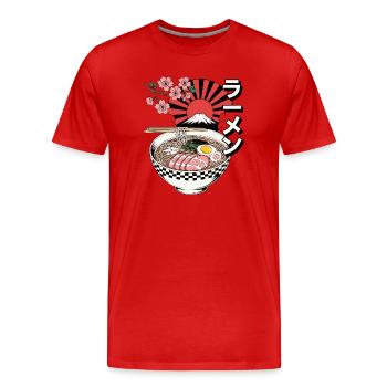 Retro Ramen Bowl Japan Fuji - Männer Premium Bio T-Shirt - Rot - Vorne - Damien (186cm)