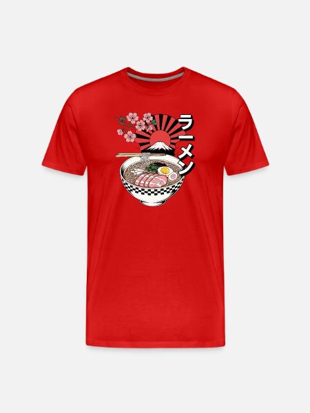 Retro Ramen Bowl Japan Fuji - Männer Premium Bio T-Shirt - Rot