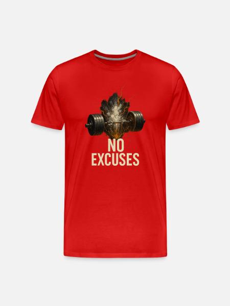 No Excuses Powerlifting Flame - Männer Premium Bio T-Shirt - Rot