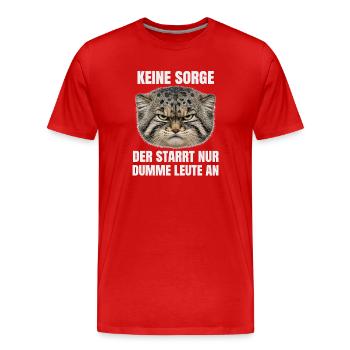 Manul Cat Pallas Katze Introvertiert Humor  - Männer Premium Bio T-Shirt - Rot - Vorne - Damien (186cm)