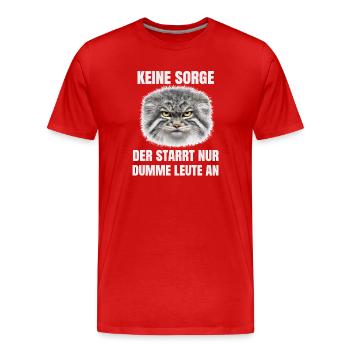 Pallas Katze Manul Cat Sarkasmus Katzen Meme Motiv - Männer Premium Bio T-Shirt - Rot - Vorne - Damien (186cm)