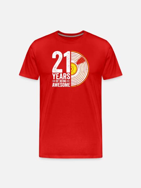 21st Birthday Vinyl Groove - Men's Premium Organic T-Shirt - red