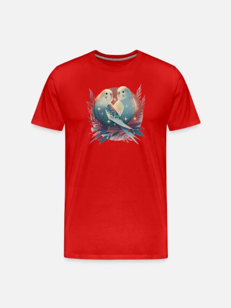 Wellensittiche - Männer Premium Bio T-Shirt - Rot