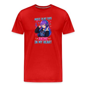 Anime et musique Chibi - T-shirt bio Premium Homme - rouge - Devant - Damien (186cm)