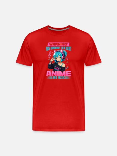 Anime and Music Chibi - Men's Premium Organic T-Shirt - red