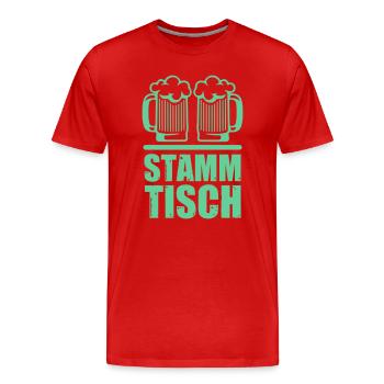 Motif des amis de la bière à table des habitués - T-shirt bio Premium Homme - rouge - Devant - Damien (186cm)
