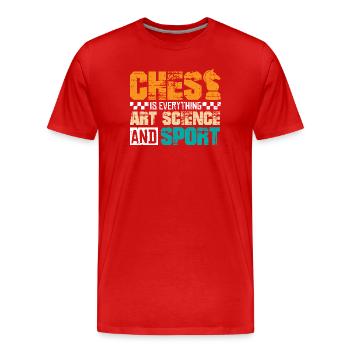 Schach Schachspieler Schachbrett - Männer Premium Bio T-Shirt - Rot - Vorne - Damien (186cm)
