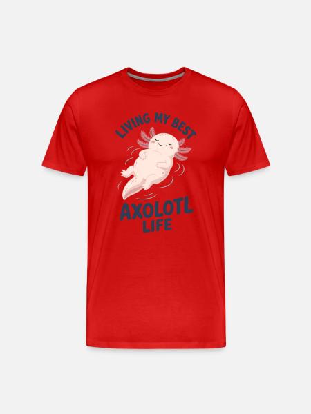 Schwimmendes Axolotl-Leben - Männer Premium Bio T-Shirt - Rot