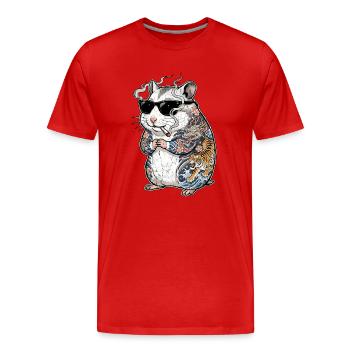 Tatouages japonais de hamster Stoner Cool - T-shirt bio Premium Homme - rouge - Devant - Damien (186cm)