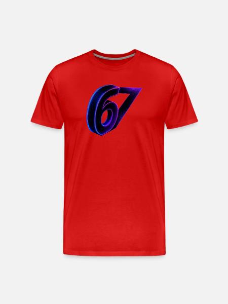 67 Neon Glow - Männer Premium Bio T-Shirt - Rot