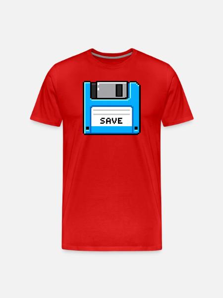 Retro Diskette Gaming Save - Männer Premium Bio T-Shirt - Rot