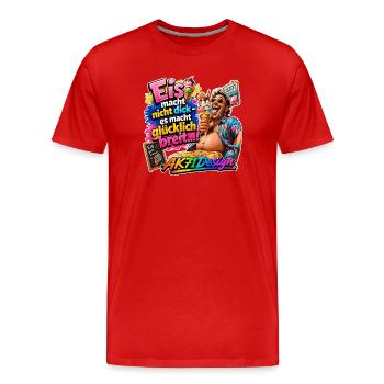 Eis macht glücklich breit – Lustiger Eis Spruch - Männer Premium Bio T-Shirt - Rot - Vorne - Damien (186cm)