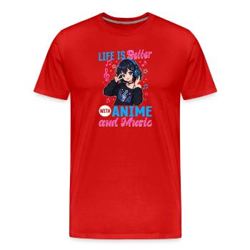 Anime et musique Chibi - T-shirt bio Premium Homme - rouge - Devant - Damien (186cm)