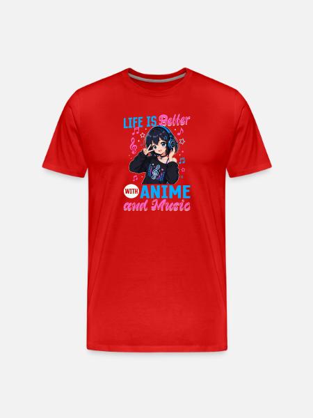 Anime et musique Chibi - T-shirt bio Premium Homme - rouge