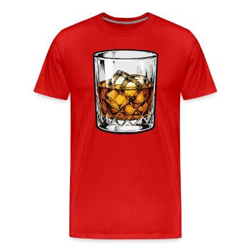 Verre à whisky avec illustration rétro de glace - T-shirt bio Premium Homme - rouge - Devant - Damien (186cm)