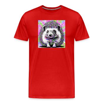 hedgehog - Men's Premium Organic T-Shirt - red - Front - Damien (186cm)