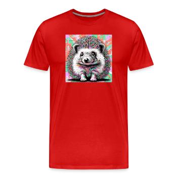 hedgehog - Men's Premium Organic T-Shirt - red - Front - Damien (186cm)