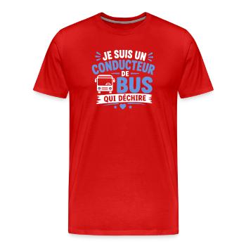 Conducteur de bus qui déchire - T-shirt bio Premium Homme - rouge - Devant - Damien (186cm)