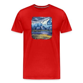 Aventure Arctique – Illustration rétro - T-shirt bio Premium Homme - rouge - Devant - Damien (186cm)