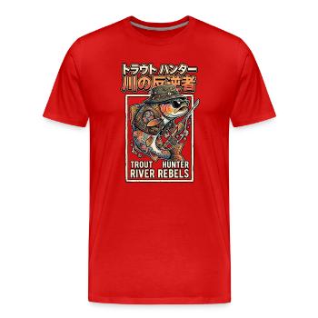 Forellen Angler Asiatisch - Männer Premium Bio T-Shirt - Rot - Vorne - Damien (186cm)