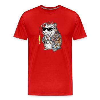 Pêcheur Hamster Fumeur - T-shirt bio Premium Homme - rouge - Devant - Damien (186cm)