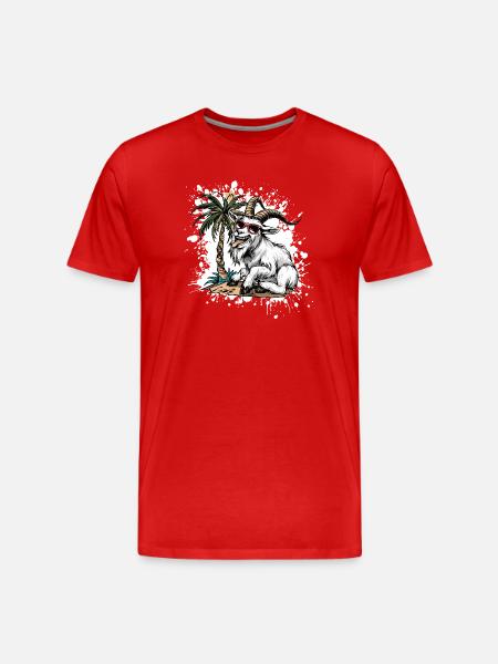 Mountain Goat Summer Comic - T-shirt bio Premium Homme - rouge